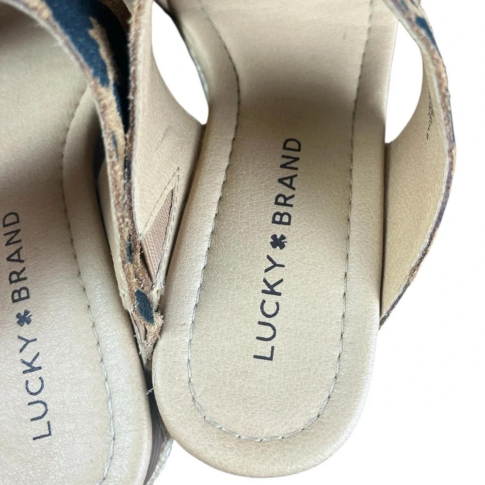 Lucky Brand Wyntor‎ Animal Print Slip Sandals Straps Shoes 6 M